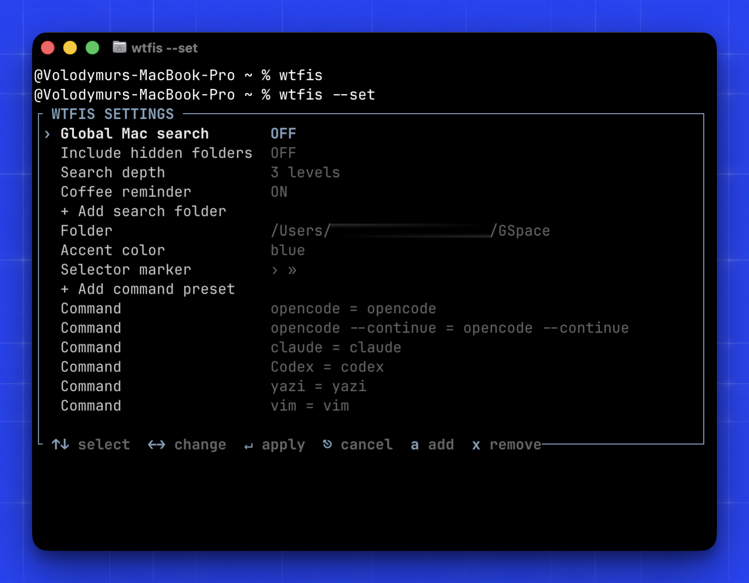 WTFIS settings for configuring directory discovery